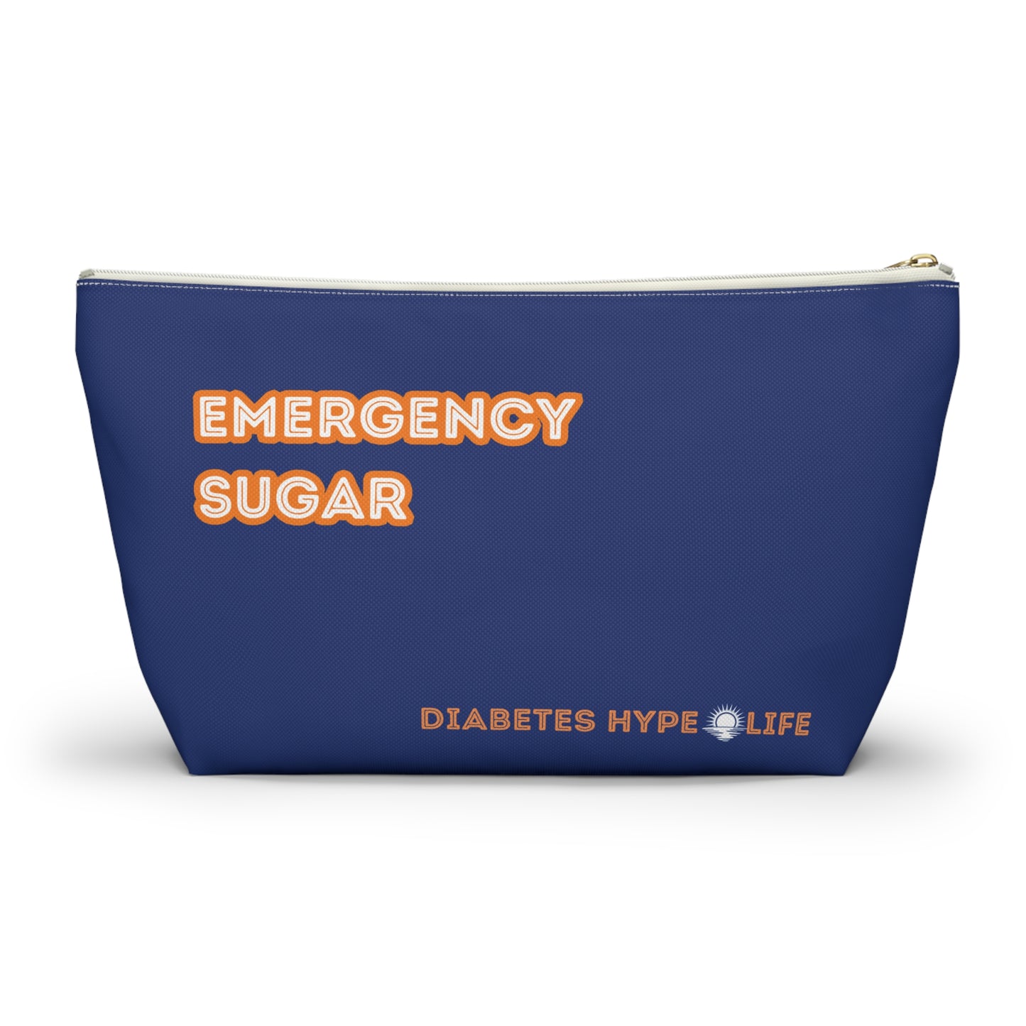 Emergency Sugar - Navy & Orange - zippered pouch