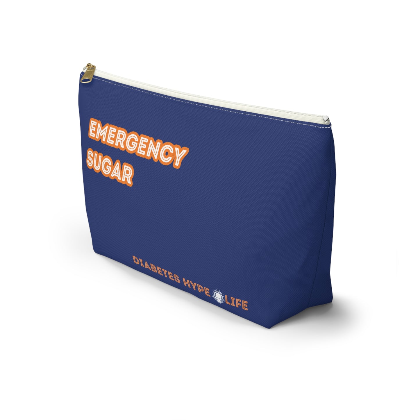 Emergency Sugar - Navy & Orange - zippered pouch