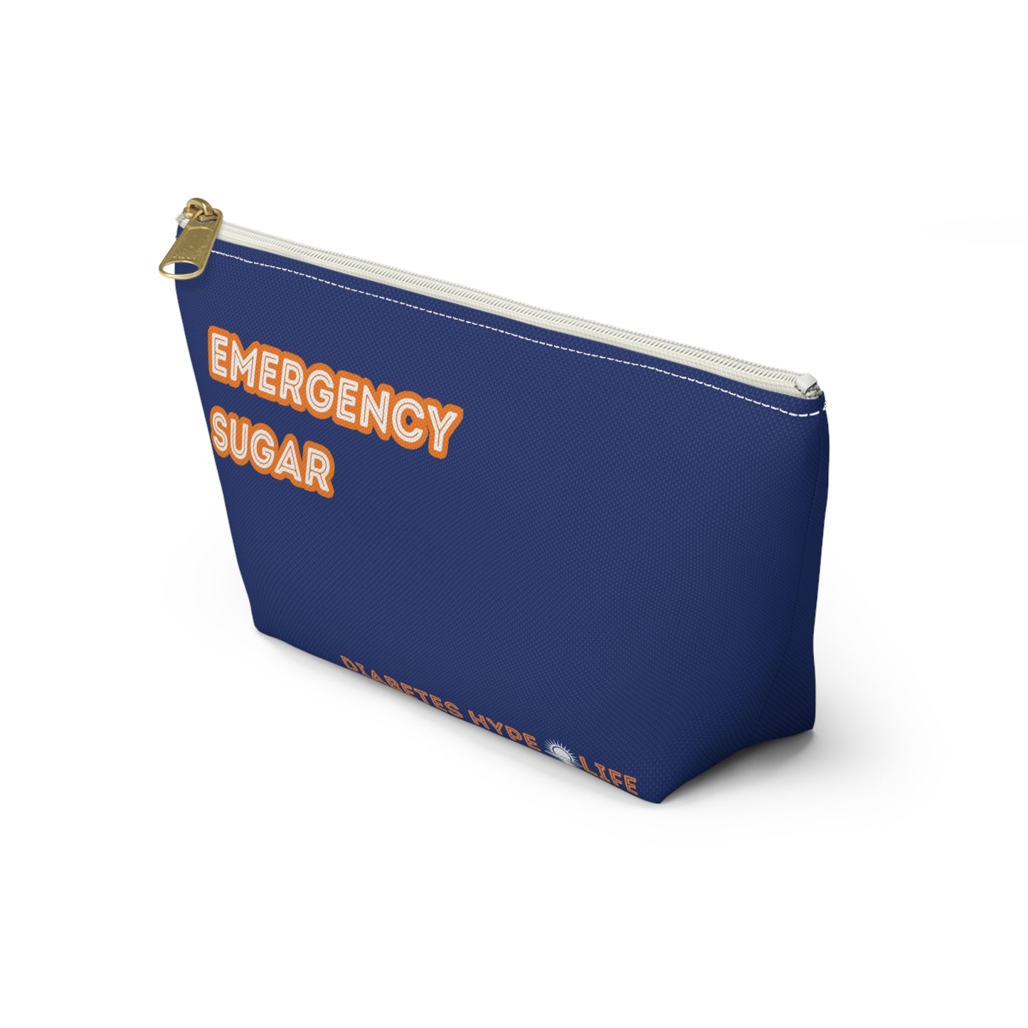 Emergency Sugar - Navy & Orange - zippered pouch