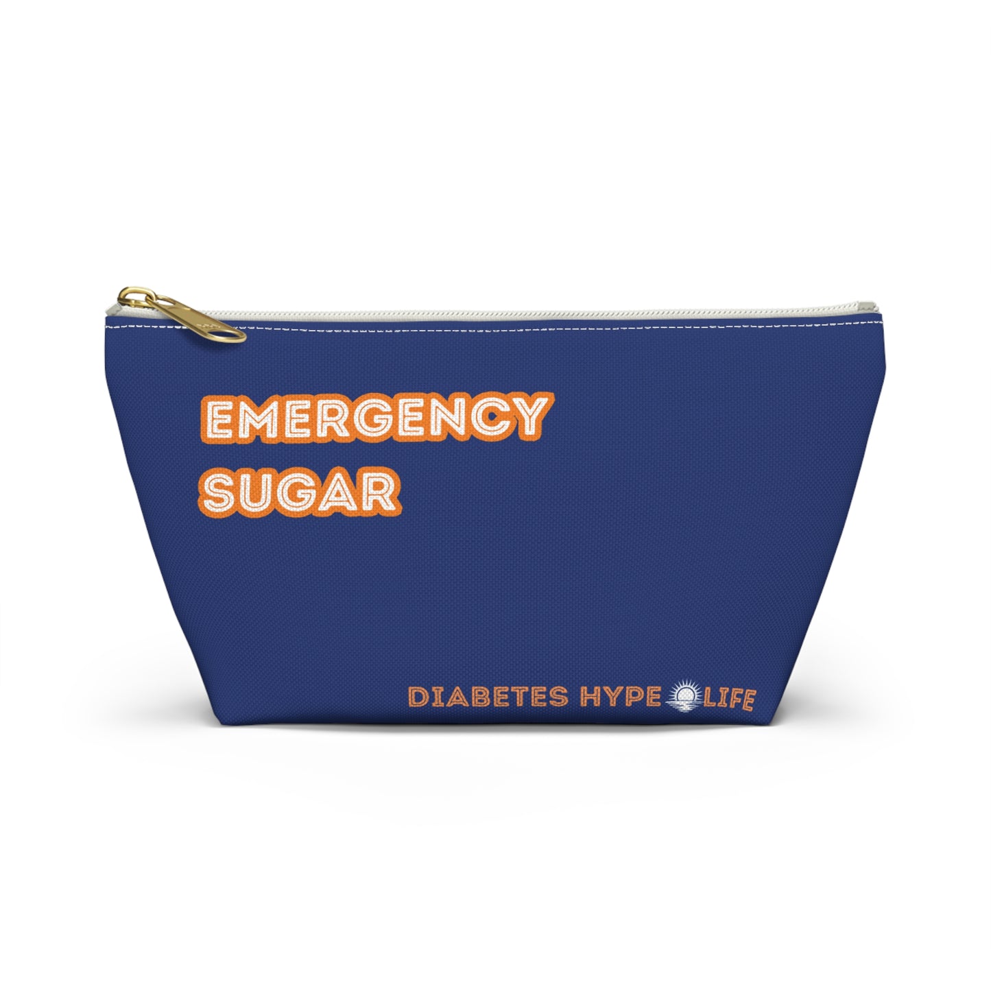 Emergency Sugar - Navy & Orange - zippered pouch