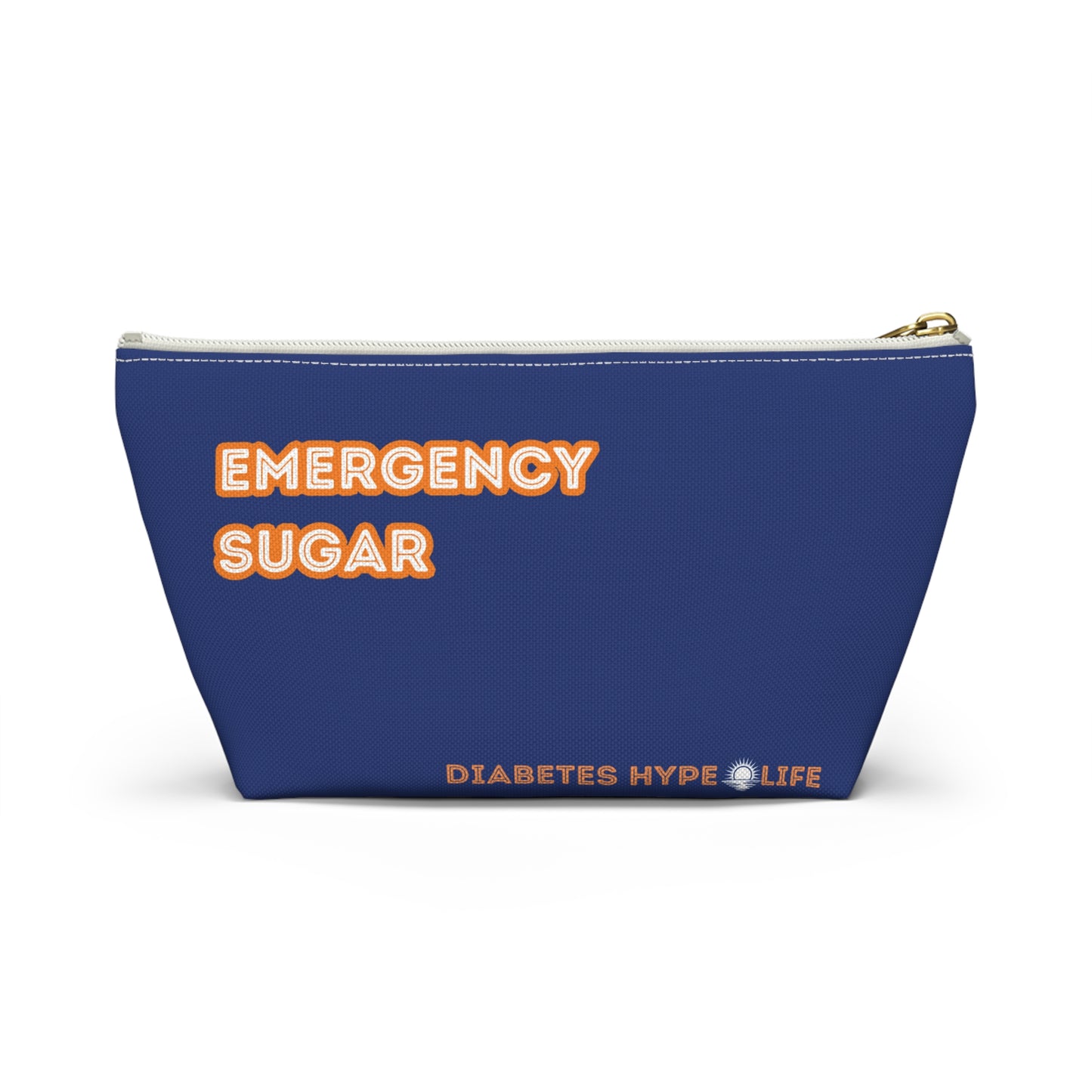 Emergency Sugar - Navy & Orange - zippered pouch