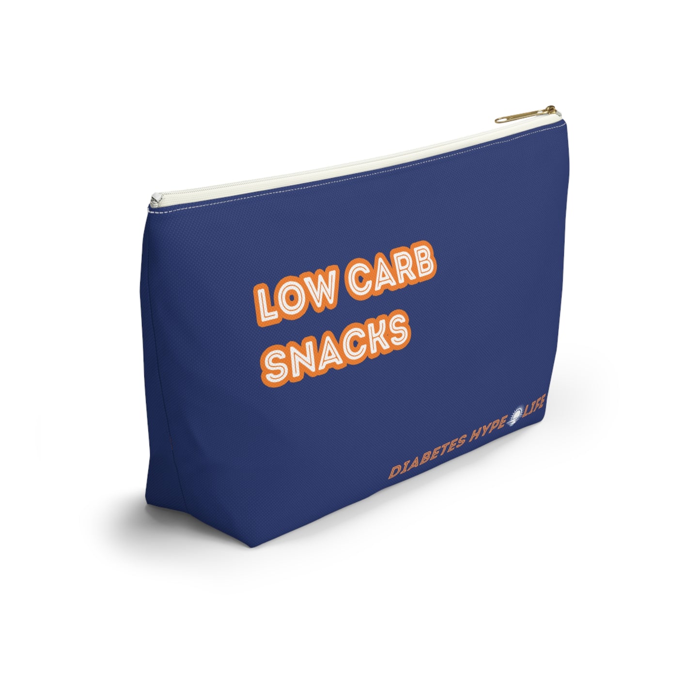 Low Carb Snacks - Navy & Orange - zippered pouch