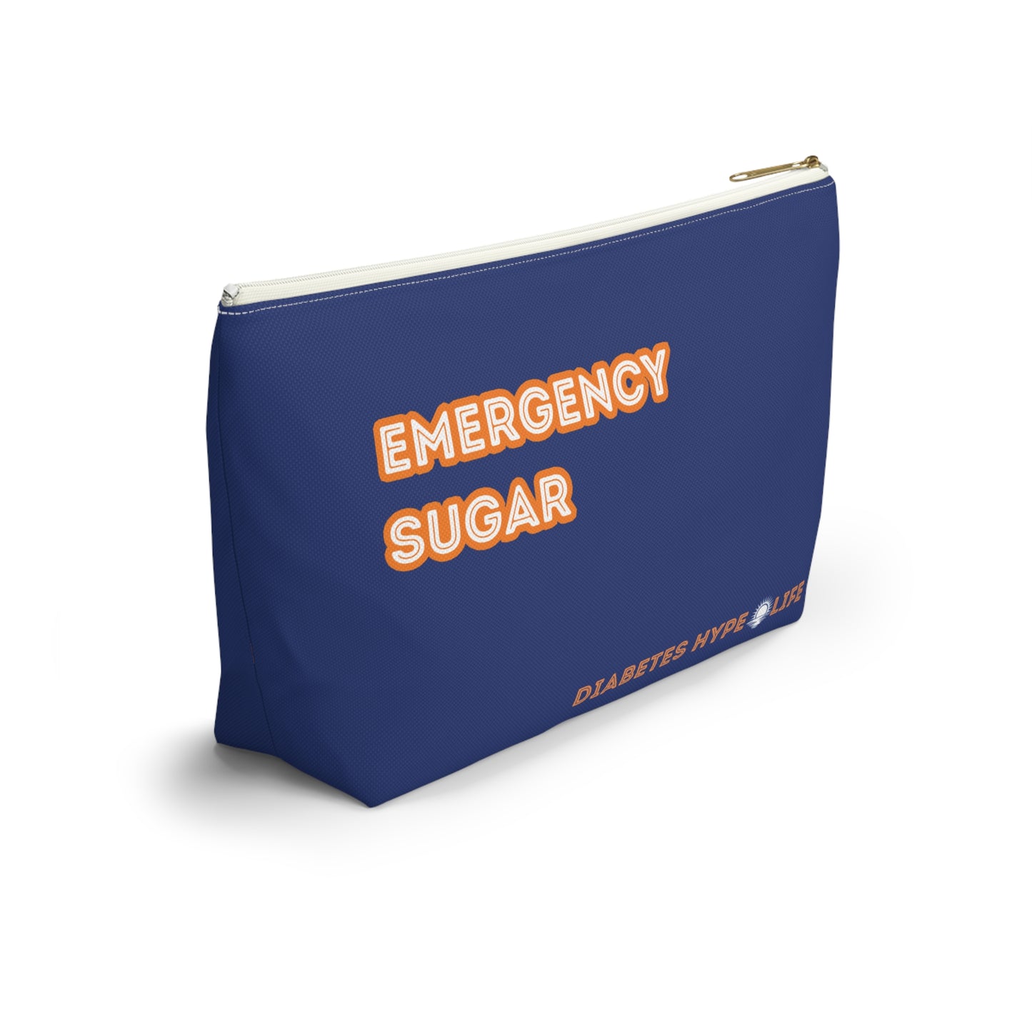 Emergency Sugar - Navy & Orange - zippered pouch