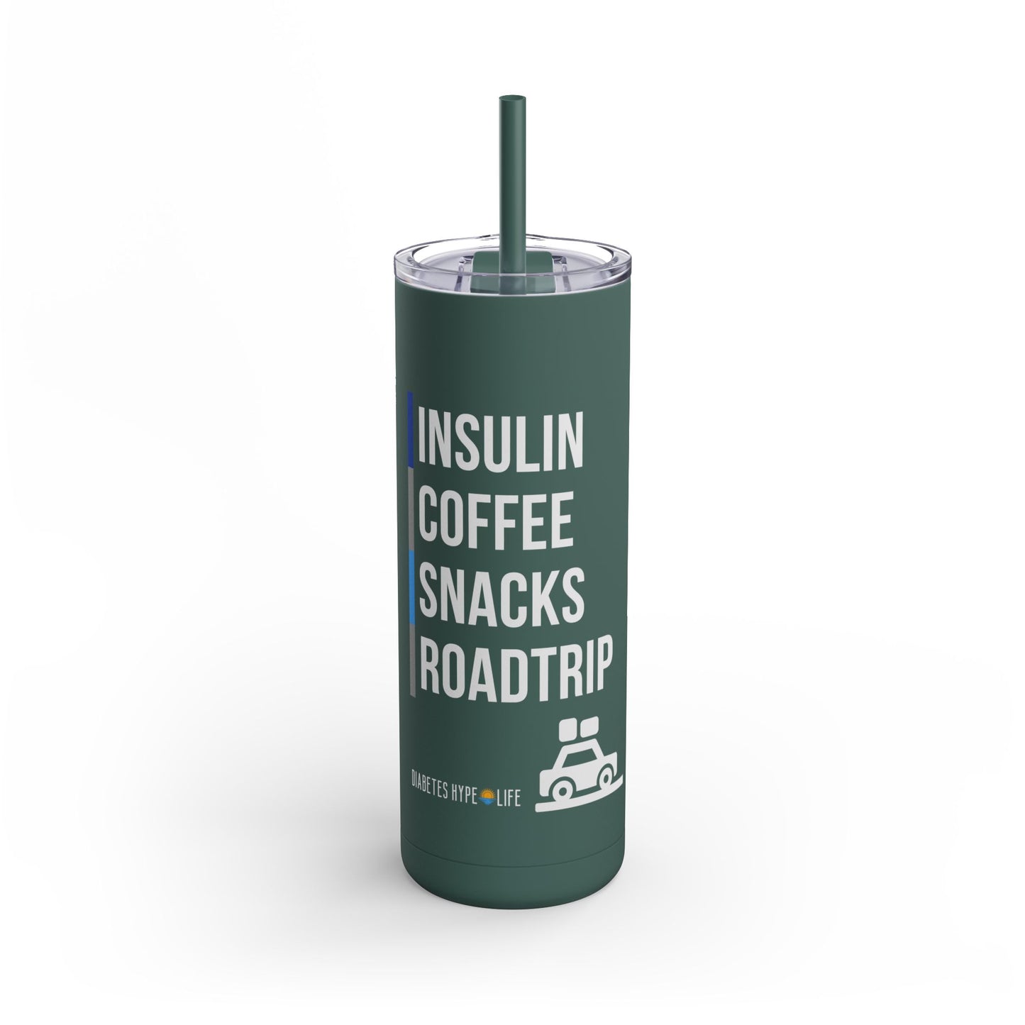 Diabetes Roadtrip - skinny matte tumbler (20oz)