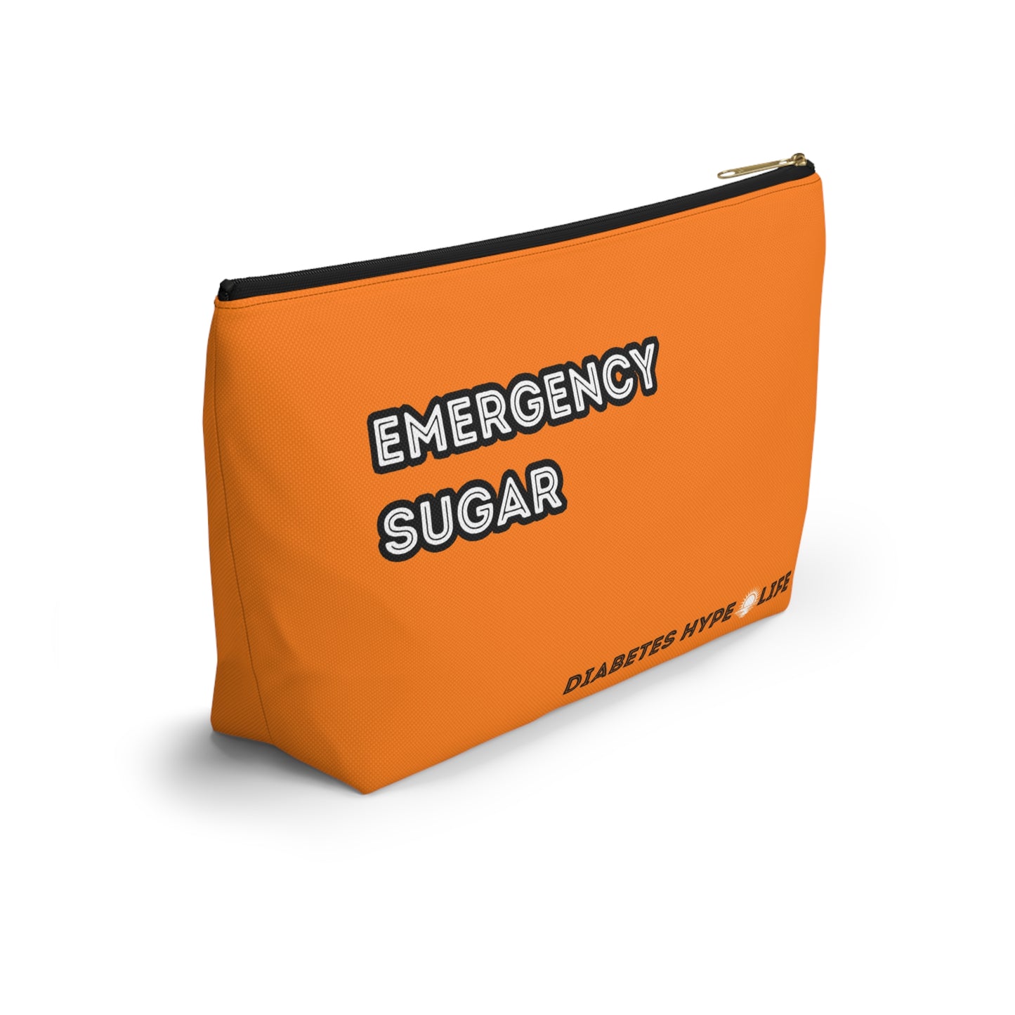 Emergency Sugar - Orange/Black - zippered pouch