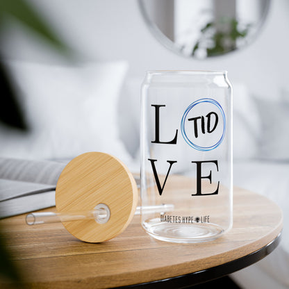 Love T1D - sipper glass (16oz)