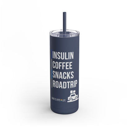 Diabetes Roadtrip - skinny matte tumbler (20oz)