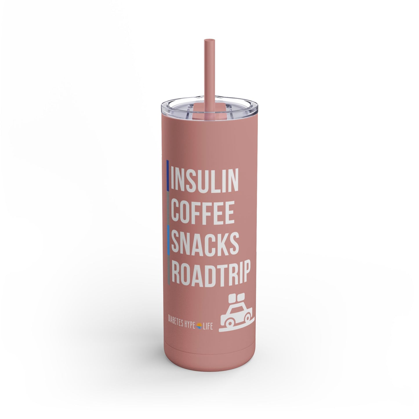 Diabetes Roadtrip - skinny matte tumbler (20oz)