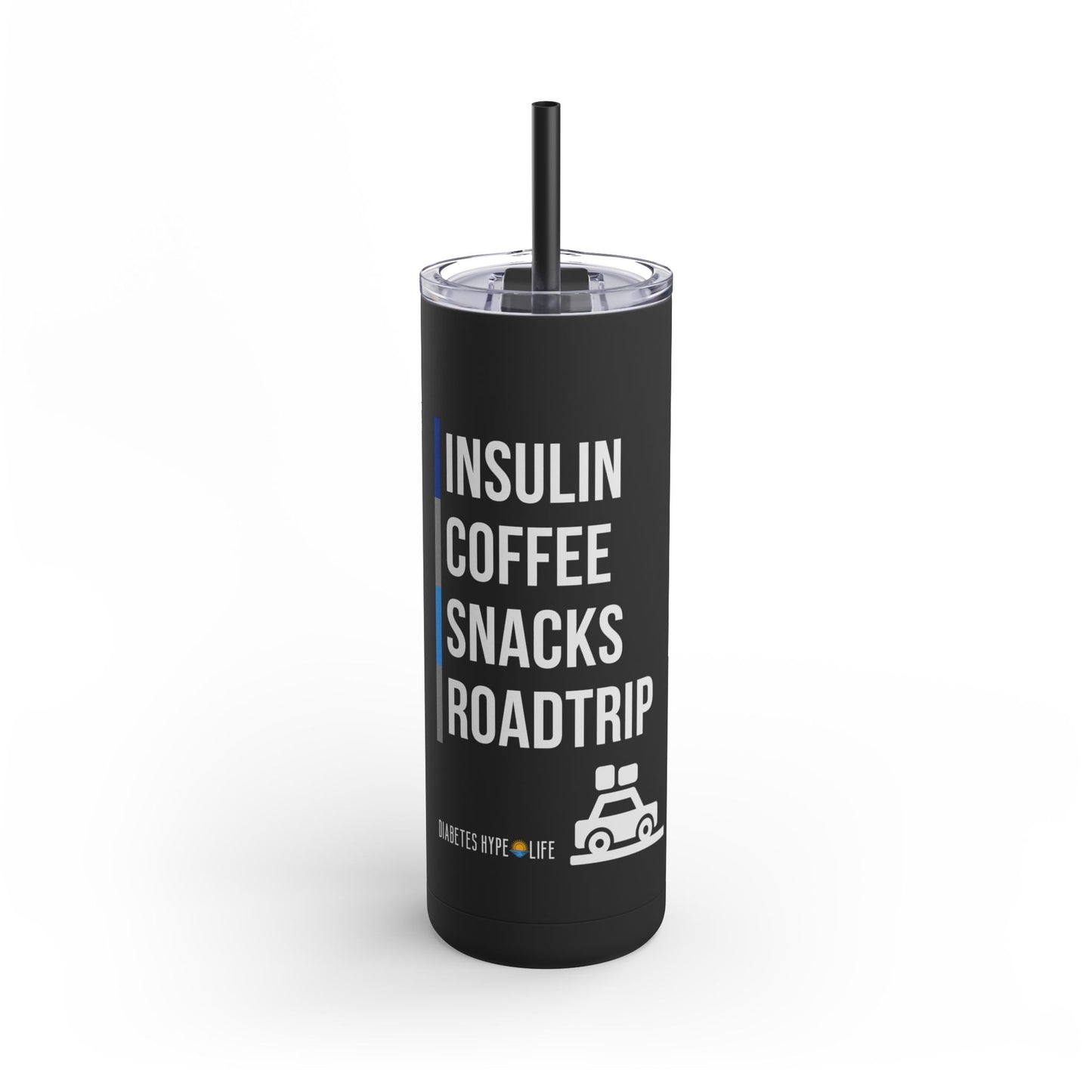 Diabetes Roadtrip - skinny matte tumbler (20oz)