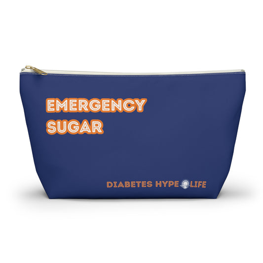 Emergency Sugar - Navy & Orange - zippered pouch