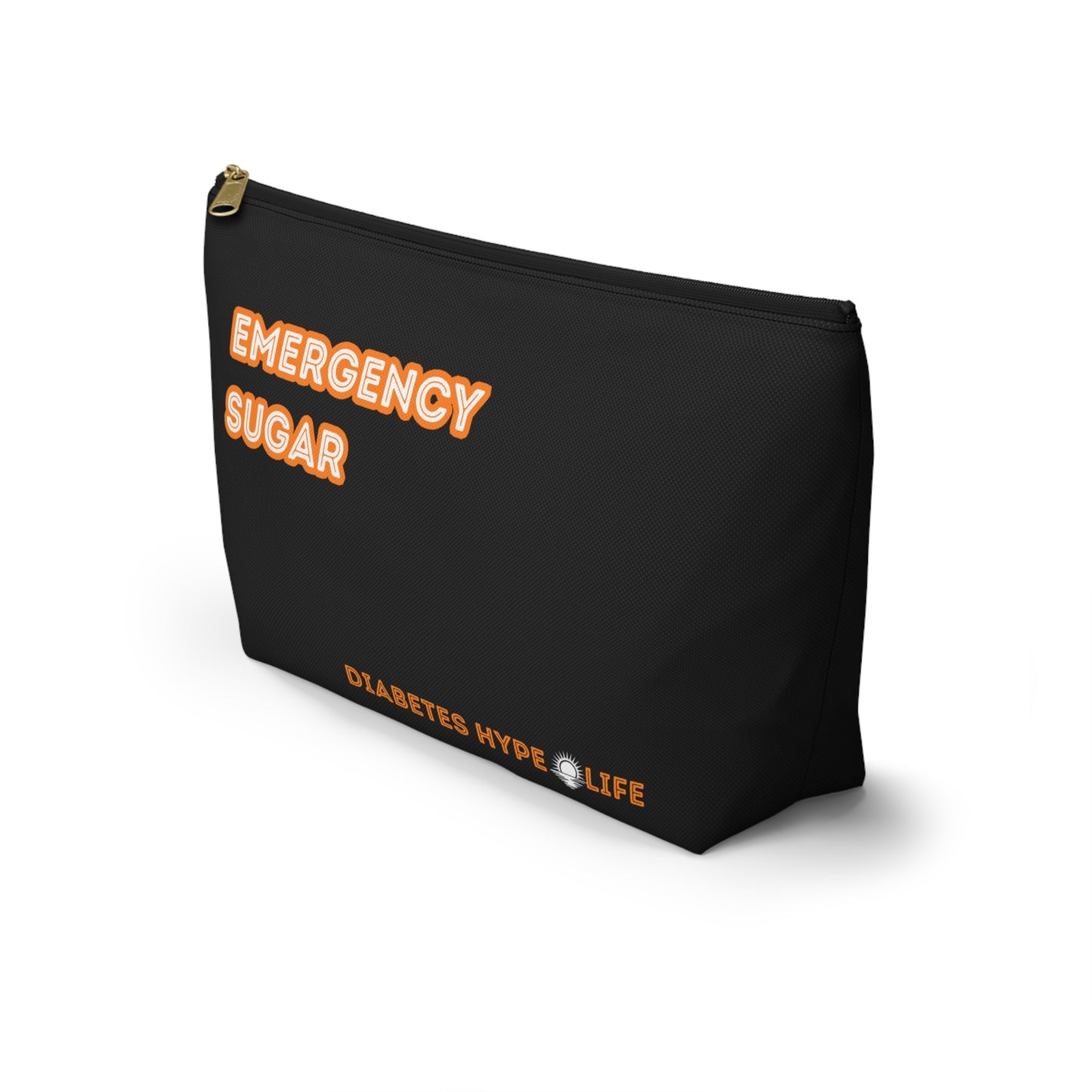 Emergency Sugar - Black/Orange - zippered pouch