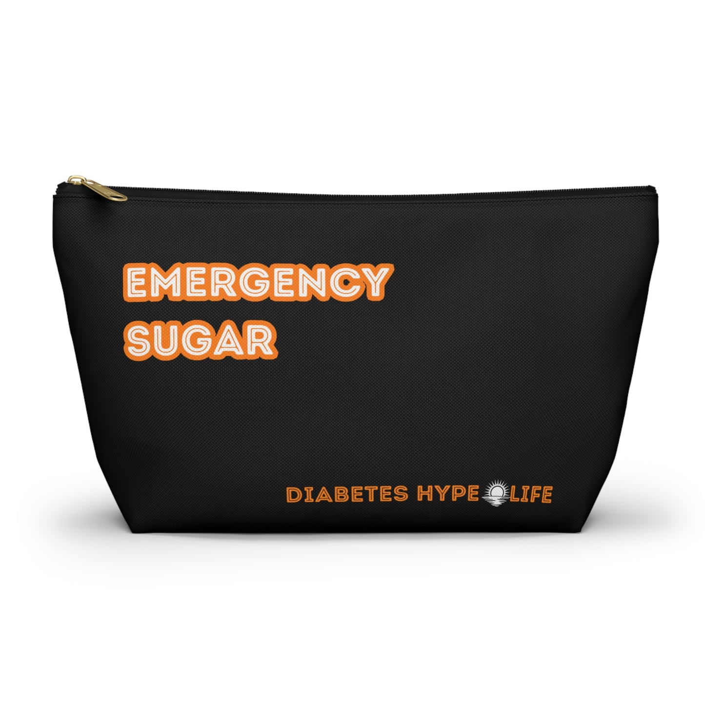 Emergency Sugar - Black/Orange - zippered pouch