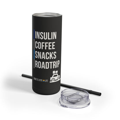 Diabetes Roadtrip - skinny matte tumbler (20oz)